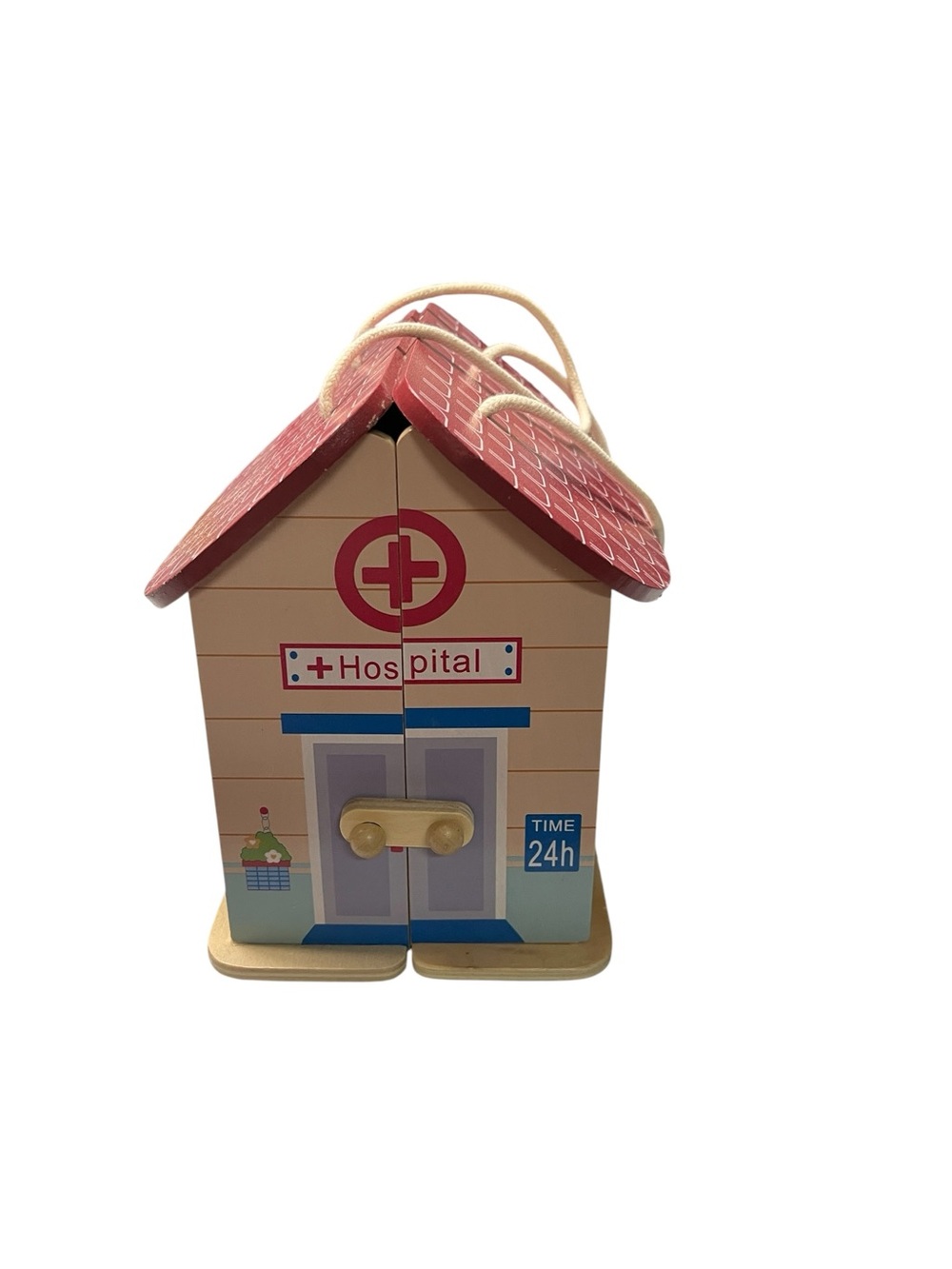 Acorn Carry Along Hospital Wooden Play Set Complete w/ Original Box Retired